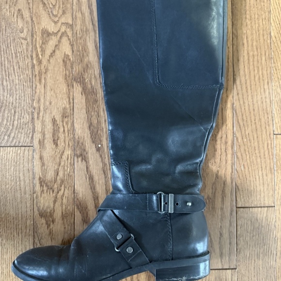 NINE WEST BLOGGER BLACK PREMIUM LEATHER SIDE ZIP TALL RIDING BOOTS 6M - Picture 9 of 11